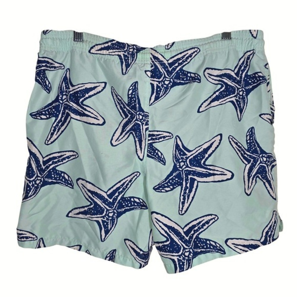 RS Surf Swim Trunks Mens Size S Mint Green Navy Starfish Nautical Beach Good - Picture 5 of 8